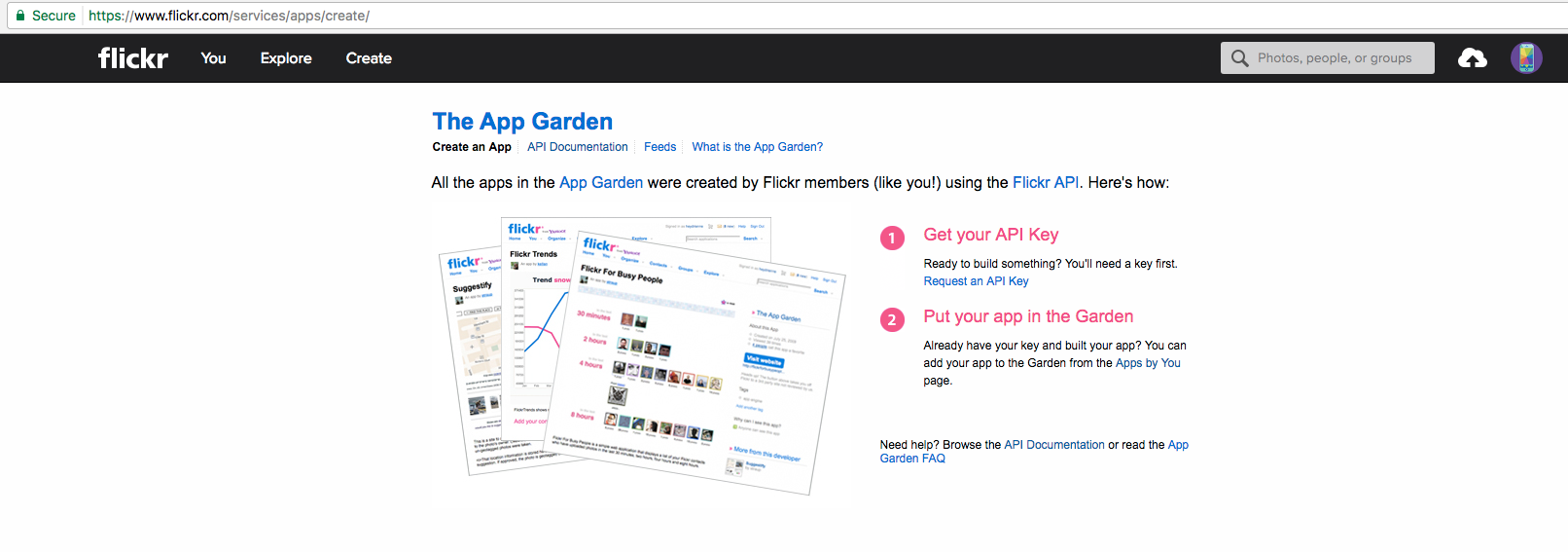 To set up Flickr API KEY: