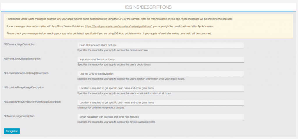 How to change Permissions Modal Alert messages for iOS - Zero Codes Docs