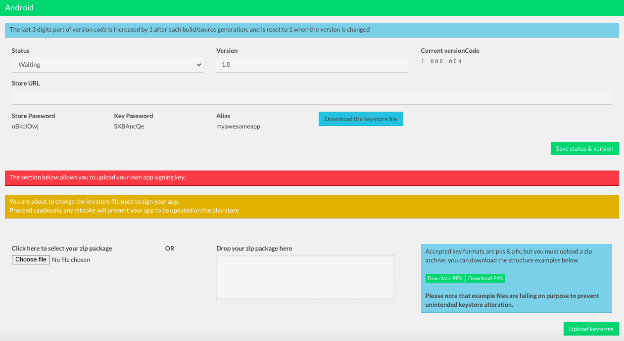 How to use the Keystore uploader? - Siberian CMS